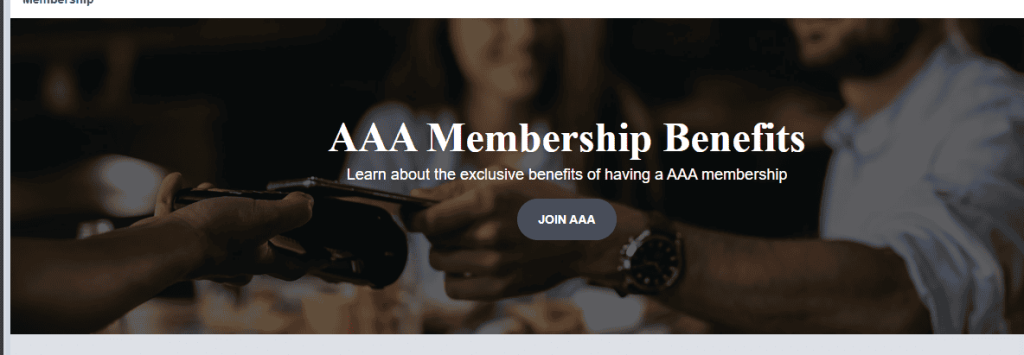 screenshot of aaa membership benefit webpage