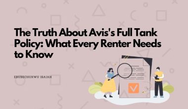 Featured image of the article with the text "The Truth About Avis's Full Tank Policy: What Every Renter Needs to Know" at the left and a corresponding image at the right